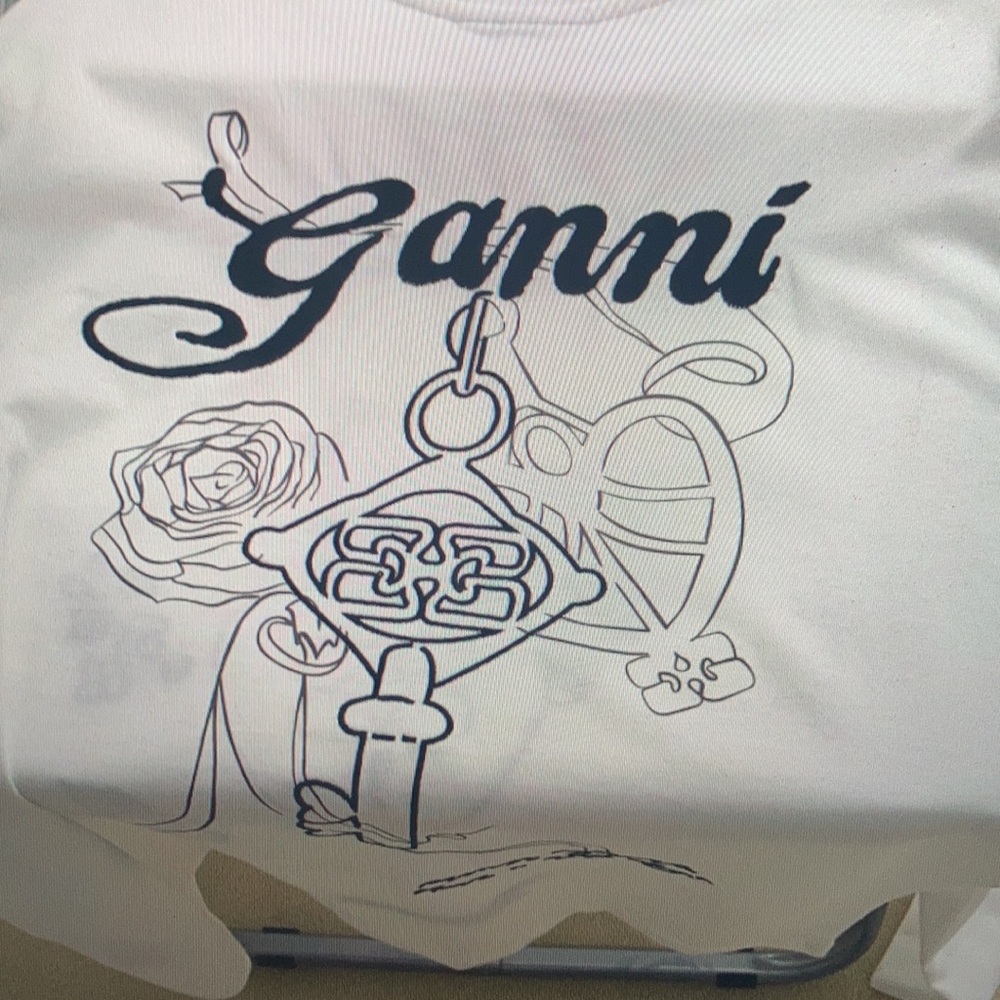 Ganni Love lock embroidered printed long sleeve T-Shirt - Picture 5 of 7